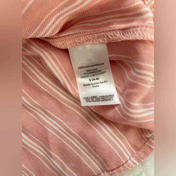 Time and Tru Pink & White Striped Top with Tie Detail & Bell Sleeves Size Small - Picture 6 of 8